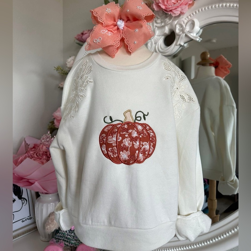 Girl Sweatshirt with Embroidery Design